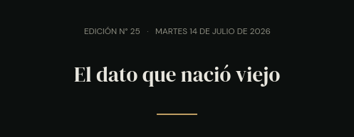 Edición N° 25 · martes 14 de julio de 2026 · El dato que nació viejo